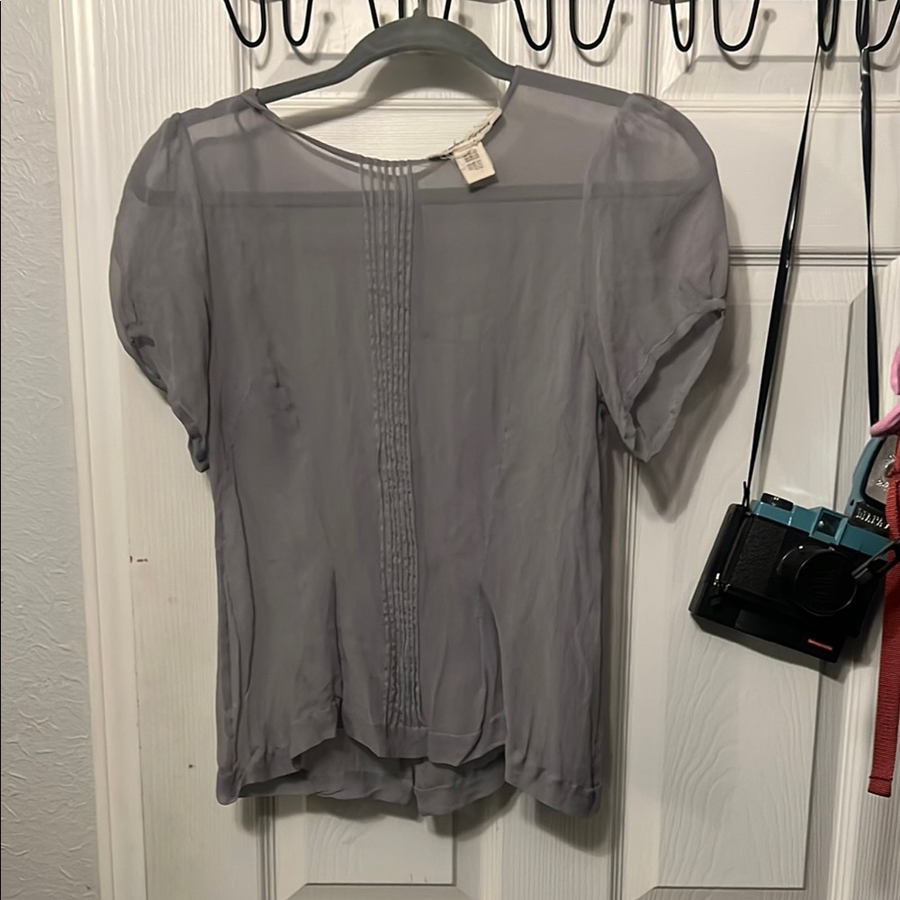 Hazel Brown Sheer Gray Blouse